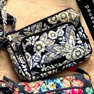 Vera Bradley Black, Blue and White Floral Crossbody Purse